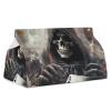 Skull Poker Tissue Box Cover, PU Leather Rectangular Tissue Box Case Organizer Holder Vanity Dresser Night Stand Table Countertop Home Office Car 7.7X4.7X4.3'' view 1