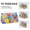 Butterfly Floral Tissue Box Cover, PU Leather Rectangular Tissue Box Case Organizer Holder Vanity Dresser Night Stand Table Countertop Home Office Car 7.7X4.7X4.3'' view 4