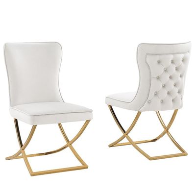 Best Master Furniture Titan Beige/Gold Velvet Dining Chairs (Set of 2)
