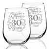 Bevvee Cheers to 30 Years - Stemless Wine Glass Gifts for Women & Men - Set of 2-30th Anniversary or Birthday Party Decor - Large 17 Ounce Glasses view 1