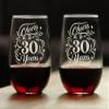 Bevvee Cheers to 30 Years - Stemless Wine Glass Gifts for Women & Men - Set of 2-30th Anniversary or Birthday Party Decor - Large 17 Ounce Glasses view 2