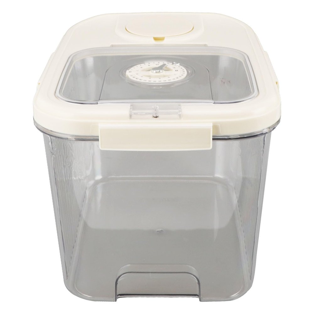 Clear Plastic Rice Storage Container with Wheels, 28 lb Capacity, Airtight Lid, Measuring Cup, Ideal for Dry Food, Baking Supplies, Dog and Cat Food (Large Cream White)