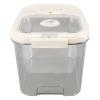 Clear Plastic Rice Storage Container with Wheels, 28 lb Capacity, Airtight Lid, Measuring Cup, Ideal for Dry Food, Baking Supplies, Dog and Cat Food (Large Cream White) view 1