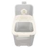Clear Plastic Rice Storage Container with Wheels, 28 lb Capacity, Airtight Lid, Measuring Cup, Ideal for Dry Food, Baking Supplies, Dog and Cat Food (Large Cream White) view 2