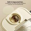 Clear Plastic Rice Storage Container with Wheels, 28 lb Capacity, Airtight Lid, Measuring Cup, Ideal for Dry Food, Baking Supplies, Dog and Cat Food (Large Cream White) view 3