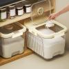 Clear Plastic Rice Storage Container with Wheels, 28 lb Capacity, Airtight Lid, Measuring Cup, Ideal for Dry Food, Baking Supplies, Dog and Cat Food (Large Cream White) view 4