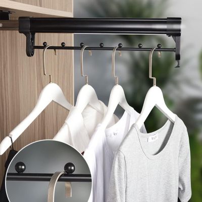 IBOWZ Pull Out Clothes Hanger Rod Retractable Closet Rod - Pull Out Closet Rod, Pull Out Hanger, Extendable Clothes Rail Closet Ceiling Mounted, Pull Out Towel Rail Closet Accessories, Load-bearin
