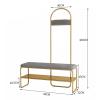 KAMPCO Entryway Bench with Coat Rack and Shoe Storage, Metal Hall Tree with Bench 2-Tier Storage Shelf and 5 Hooks, Coat Tree for Mudroom, Living Room, Bedroom view 2