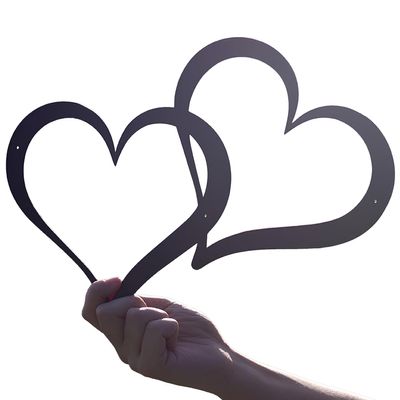 Metal Interlocking Hearts Wall Art, Couples Gift, Valentines Day Gift Idea, Love Wall Sign, Heart Wall Art, Unique Gifts, Home Decor Gifts, Love Sign (12 Inches, Black)