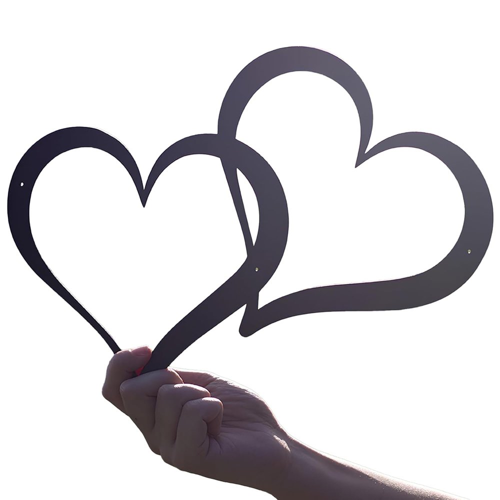 Metal Interlocking Hearts Wall Art, Couples Gift, Valentines Day Gift Idea, Love Wall Sign, Heart Wall Art, Unique Gifts, Home Decor Gifts, Love Sign (12 Inches, Black)