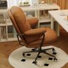 YCKEGEW Mid Back Computer Chair Vanity Chair Task Chair with Rolling Wheels,Modern Armchair Adjustable Height,Upholstered Reclining Office Chair for Study (Color : Brown/A) view 1
