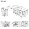 66.5" Modern L-shaped Executive Desk, Large Computer Office Desk Workstation with Delicate Tempered Glass Cabinet Storage Writing Table Study Desk with Drawers,Business Workstation for Home Office view 2
