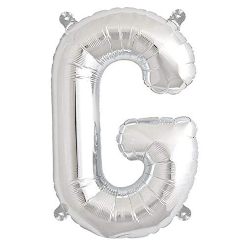 4 pcs Silver Letter G 16-Inch tall Mylar Foil Balloons - Wedding Event Birthday Graduation Party Decorations Supplies