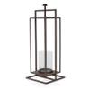 Alpine Corporation - 25" Tall Rectangular Lantern with Glass Candle Compartment, Stylish Outdoor Dcor for Patio, Deck, Porch  Large (Bronze) view 1