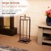 Alpine Corporation - 25" Tall Rectangular Lantern with Glass Candle Compartment, Stylish Outdoor Dcor for Patio, Deck, Porch  Large (Bronze) view 4