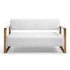 Bellemave 57.9" Width Loveseat Sofa for Living Room, Modern Upholstery Bonded Leather Accent Love Seats with Golden Metal Arms 2 Seater Couch Sofa for Office Apartment Studio Small SpacesWhite view 1