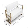 Bellemave 57.9" Width Loveseat Sofa for Living Room, Modern Upholstery Bonded Leather Accent Love Seats with Golden Metal Arms 2 Seater Couch Sofa for Office Apartment Studio Small SpacesWhite view 2