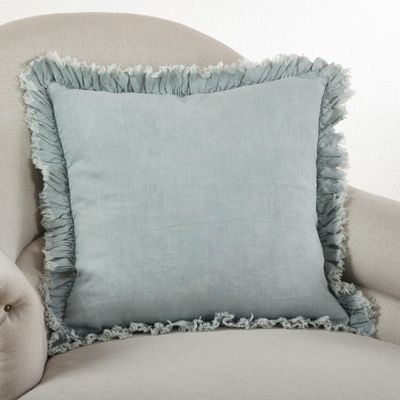 SARO LIFESTYLE Ruffled Linen Down Filled Throw Pillow