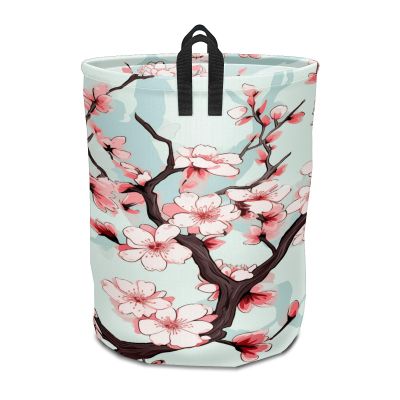 Cherry Blossom Branches Large Laundry Hamper Foldable Waterproof Dirty Clothes Basket Dorm Clean Laundry Baskets