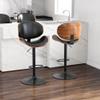 Homedraft Adjustable Swivel Bar Stools Set of 2, Modern Bentwood Barstool with Large Metal Base and Footrest, PU Leather Upholstered Bar Chair with Curved Back for Kitchen Island Dining Room, Black view 2