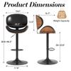 Homedraft Adjustable Swivel Bar Stools Set of 2, Modern Bentwood Barstool with Large Metal Base and Footrest, PU Leather Upholstered Bar Chair with Curved Back for Kitchen Island Dining Room, Black view 3