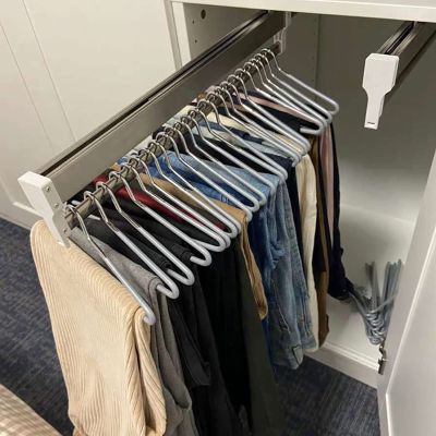 IBOWZ Pull Out Clothes Hanger Rod Stainless Steel Wardrobe Rail Tube - Extendable Pull Out Closet Rod, Wardrobe Adjustable Hanger Rod, Household Space-Saving Pants Storage Artifact Accessories, Lo