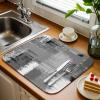 Debedcor Contemporary Grey, Dish Drying Mat for Kitchen Counter, Microfiber Rack Pads, Abstract Black Grey White Street Art Absorbent Dish Bottle Drying Mat, 16''x18'', 1 Pack view 2