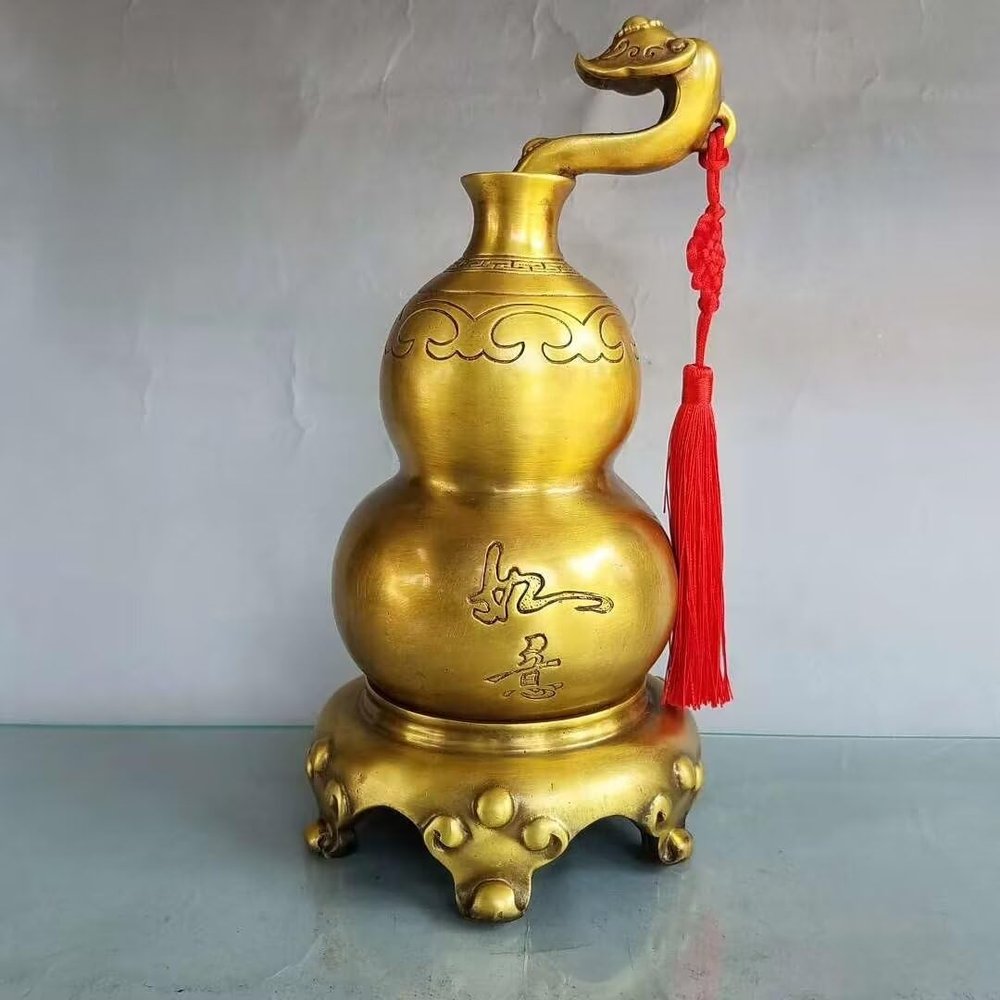 AMGPRO Brass Gourd Home Porch Wine Cabinet Decorations, Attract Wealth and Good Luck, high-end Gifts,