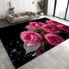 Pink Bouquet Roses Area Rugs, 6x8ft, Dewdrops Flowers Leaves 3D Pattern Carpet, Washable Rugs Mat, Indoor Short Pile Non-Slip Carpet Very for Kids Boys Girls Teen Study Bedroom Room Sofa view 1