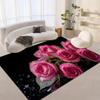 Pink Bouquet Roses Area Rugs, 6x8ft, Dewdrops Flowers Leaves 3D Pattern Carpet, Washable Rugs Mat, Indoor Short Pile Non-Slip Carpet Very for Kids Boys Girls Teen Study Bedroom Room Sofa view 4