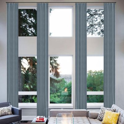 Fcoise Pinch Pleated Curtains Blackout Linen Drapes Extra Long Custom-Made 102-288 Inches Long/Floor to Ceiling Curtains/Burlap Window Treatment Drapes / 2 Panels/Grey Blue / 50" W x 240" L