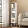 LOKO Slim Tall Rattan Storage Cabinet, Boho Accent Bookshelf with Rattan Door, 12-Position Adjustable Shelf & Solid Wood Legs, Modern Display Rack Cupboard for Living Room, Study, Kitchen (White) view 2