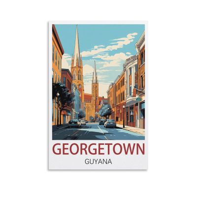 BAgLev Georgetown Guyana Vintage Travel Poster 08x12inch(20x30cm) Canvas Art Poster And Wall Art Picture Print Modern Family Bedroom Decor Posters