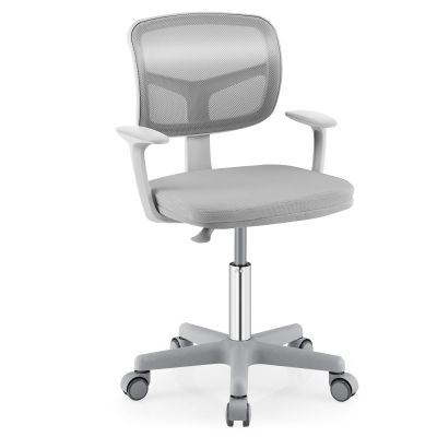 Giantex Kids Desk Chair, Ergonomic Adjustable Teen Task Chair w/Y-Shaped Lumbar Support, Armrest & Universal Wheels, Mesh Kid Office Chair for Sturdy, Kids Computer Chair for Boys & Girls 4-12, Grey