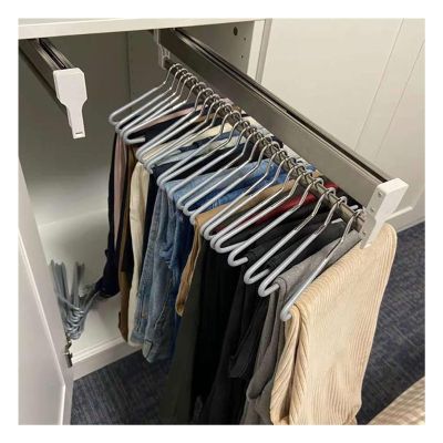 IBOWZ Pull Out Clothes Hanger Rod Extendable Pull Out Closet Rod - Wardrobe Pull-Out Trousers Rack, Pull Out Clothes Rail 30-80cm, Steel Extendable Closet Rod, Wardrobe Adjustable Clothes Hanger R