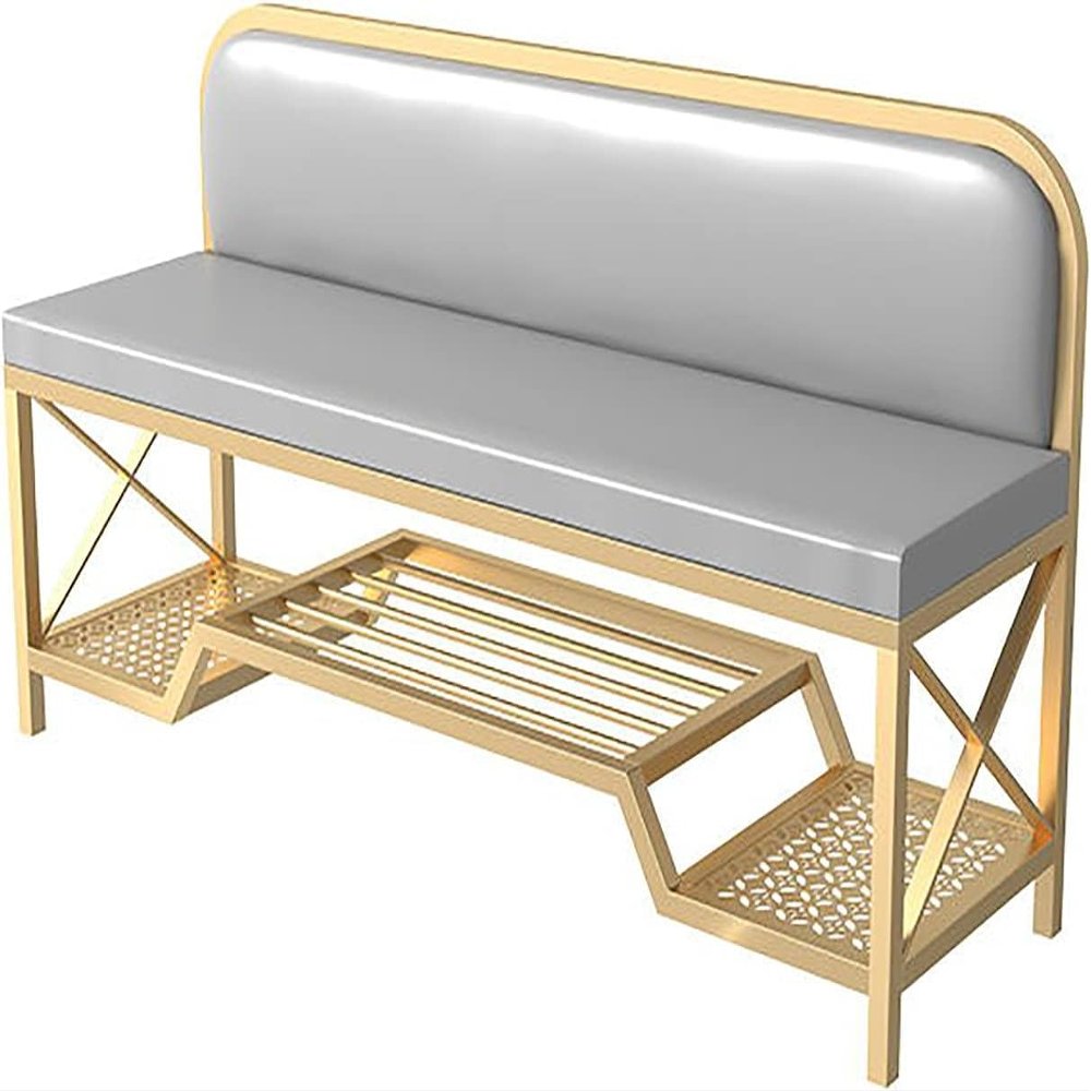 Storage Shoe Bench Shoe Storage Bench Shoes Cabinet Bench Shoe Bench with Seat 80CM Entrance Simple Shoe Bench Light Luxury Metal Nordic Shoe Stool with Backrest for Entryway Living Room Res, 1, Grey