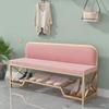 Storage Shoe Bench Shoe Storage Bench Shoes Cabinet Bench Shoe Bench with Seat 80CM Entrance Simple Shoe Bench Light Luxury Metal Nordic Shoe Stool with Backrest for Entryway Living Room Res, 1, Grey view 2