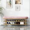 Storage Shoe Bench Shoe Storage Bench Shoes Cabinet Bench Shoe Bench with Seat Metal Shoe Storage Bench with Cushion Padded Shoe Rack with 2-Tier Shelf,Easy Assembly,for Living Room,Hallway, view 2