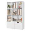 IDEAKHOUSE White Bookshelf with Drawers, Tall Storage Cabinet with 9 Cubes and 2 Large Drawers, Free Standing Storage Organizer Bookshelf for Living Room, Office, Study,Kitchen (White) view 1