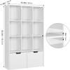 IDEAKHOUSE White Bookshelf with Drawers, Tall Storage Cabinet with 9 Cubes and 2 Large Drawers, Free Standing Storage Organizer Bookshelf for Living Room, Office, Study,Kitchen (White) view 3