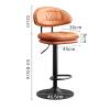 Bar Stools Set of 2, High Stools with Back Rest Perching Stool Adjustable Height with Black Metal Footrest and Base view 3