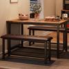 IDEALHOUSE Dining Table Set for 4, Kitchen Table with Upholstered Bench, Rectangular Dining Room Table Set with 2 Benches, 3 Piece Kitchen Table Set for Small Space, Apartment, Studio, Rustic Brown view 1