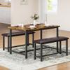 IDEALHOUSE Dining Table Set for 4, Kitchen Table with Upholstered Bench, Rectangular Dining Room Table Set with 2 Benches, 3 Piece Kitchen Table Set for Small Space, Apartment, Studio, Rustic Brown view 2
