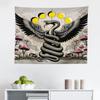 Ambesonne Gothic Tapestry, Dark Dream of Wingy Snake and Esoteric Moons Skulls and Mushrooms, Fabric Wall Hanging Decor for Bedroom Living Room Dorm, 28" X 23", Mustard Pink and Grey Yellow view 2