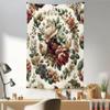Ambesonne Flower Tapestry, Contemporary Leaves of Modern Wreath Huddle with Floral Boho Nature Feel, Fabric Wall Hanging Decor for Bedroom Living Room Dorm, 30" X 45", Pale Green Ruby Khaki view 1