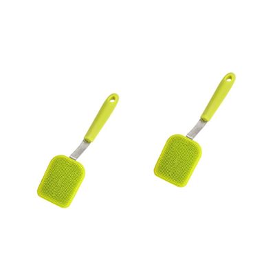 Gatuida 2pcs Multi-Function Silicone Scrubber for Dish and Bowl Food-Grade Resistant Space-Saving Kitchen Tool Comfortable Handle Easy to Green