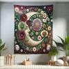 Ambesonne Moon Tapestry Twin Size, Starry Mandala Details Medieval Luna Character with Fantasy Leaves Boho, Wall Hanging Bedspread Bed Cover Wall Decor, 68" X 88", Pale Green Maroon Lilac view 1