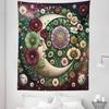 Ambesonne Moon Tapestry Twin Size, Starry Mandala Details Medieval Luna Character with Fantasy Leaves Boho, Wall Hanging Bedspread Bed Cover Wall Decor, 68" X 88", Pale Green Maroon Lilac view 2