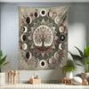 Ambesonne Moon Tapestry Twin Size, Cosmic Boho Themed Lunar Circle with Tree of Life Leafy Mandala Details, Wall Hanging Bedspread Bed Cover Wall Decor, 68" X 88", Sage Green Pale Chocolate view 1
