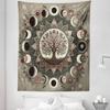 Ambesonne Moon Tapestry Twin Size, Cosmic Boho Themed Lunar Circle with Tree of Life Leafy Mandala Details, Wall Hanging Bedspread Bed Cover Wall Decor, 68" X 88", Sage Green Pale Chocolate view 2